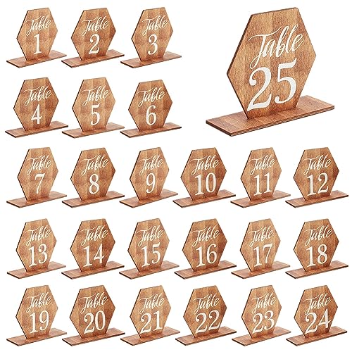 PH PandaHall 25 Sets Holz Tischnummern, Tischnummern Hochzeit Sechseckige Tischnummern Für Hochzeitsempfänge Selbststehender Tischaufsatz Für Bankett Catering Dekoration, Party, Jubiläum PH PandaHall 25 Sets Holz Tischnummern, Tischnummern Hochzeit Sechseckige Tischnummern Für Hochzeitsempfänge Selbststehender Tischaufsatz Für Bankett Catering Dekoration, Party, Jubiläum von PH PandaHall