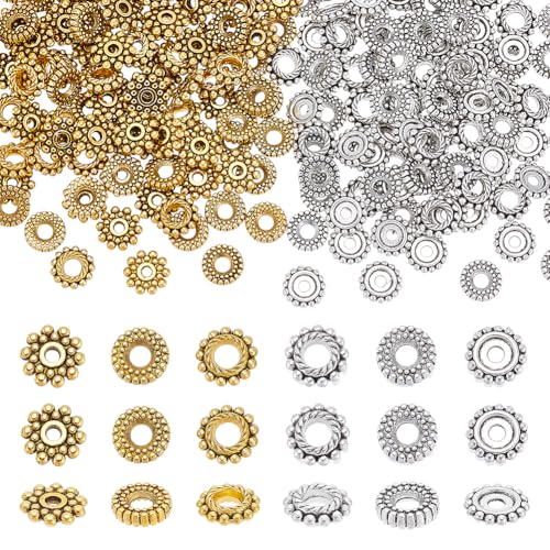 PH PandaHall 250 Stück 3 Stile Abstandsperlen Mit Großem Loch 8mm Rondell Perlen Metallperle Tibetischer Stil Blume Perlen Für Armbänder Halsketten Ohrringe Schmuck DIY Basteln PH PandaHall 250 Stück 3 Stile Abstandsperlen Mit Großem Loch 8mm Rondell Perlen Metallperle Tibetischer Stil Blume Perlen Für Armbänder Halsketten Ohrringe Schmuck DIY Basteln von PH PandaHall