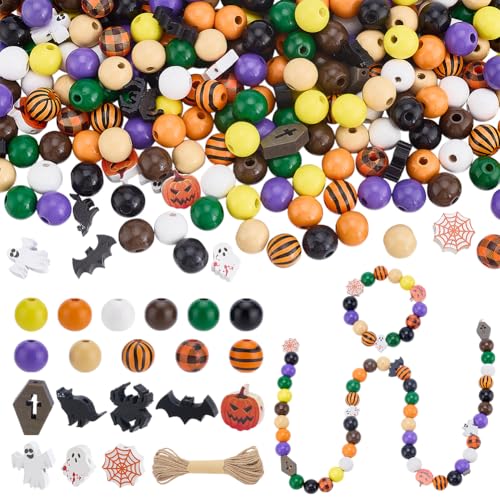 PH PandaHall 262 Stück Halloween Holzperlen Set 12 Stile Druck Holzperle Runde Fledermaus Geist Stile Bastelperle Bunte Schmuck Lose Perlen Für Armband Halskette Basteln Herstellung Halloween Party PH PandaHall 262 Stück Halloween Holzperlen Set 12 Stile Druck Holzperle Runde Fledermaus Geist Stile Bastelperle Bunte Schmuck Lose Perlen Für Armband Halskette Basteln Herstellung Halloween Party von PH PandaHall