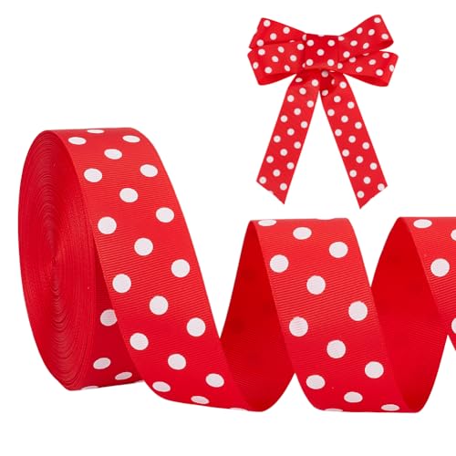 PH PandaHall 27.4m Polka Dot Farbband 3,8 cm breite rote Bänder mit weißen Punkten Grosgrain-Bänder Geschenkverpackung Dekor für Party Weihnachtsdekoration Kranz Crafting Nähen Ornamente PH PandaHall 27.4m Polka Dot Farbband 3,8 cm breite rote Bänder mit weißen Punkten Grosgrain-Bänder Geschenkverpackung Dekor für Party Weihnachtsdekoration Kranz Crafting Nähen Ornamente von PH PandaHall