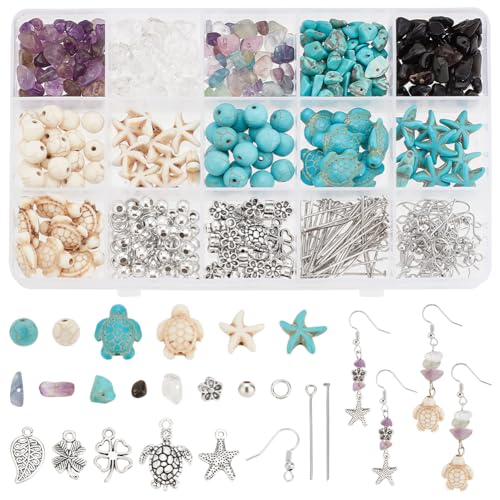 PH PandaHall 278pcs Türkis Schildkröte Perlen Ozean Charms Schmuckherstellung Kit 50g Edelstein-Chip-Perlen Seestern Muschel Perlen Anhänger für Strand Halskette Armband Fußkettchen machen PH PandaHall 278pcs Türkis Schildkröte Perlen Ozean Charms Schmuckherstellung Kit 50g Edelstein-Chip-Perlen Seestern Muschel Perlen Anhänger für Strand Halskette Armband Fußkettchen machen von PH PandaHall