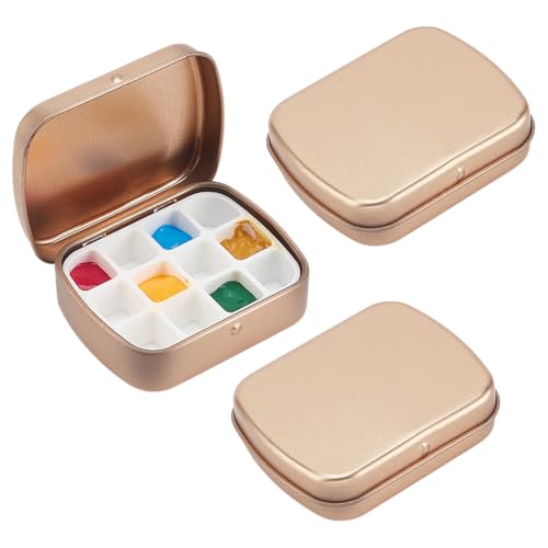 PH PandaHall 2pcs 12 Wells Leere Aquarellkasten Mini Farbaufbewahrungsbox Portable Tiny Malerei Tablett Mini-Dose mit Deckel Reise Malerei Tablett Palette für Farbe Aufbewahrungsbehälter Travel Gold PH PandaHall 2pcs 12 Wells Leere Aquarellkasten Mini Farbaufbewahrungsbox Portable Tiny Malerei Tablett Mini-Dose mit Deckel Reise Malerei Tablett Palette für Farbe Aufbewahrungsbehälter Travel Gold von PH PandaHall