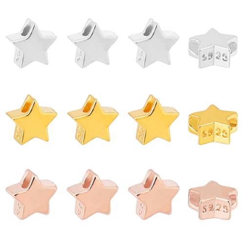 PH PandaHall 3 Farben 925 Perlen Aus Sterlingsilber 12 Stern Abstandsperlen Lose Perlen In Sternform Kleines Loch Sternförmige Fünfzackige Anhängerperlen Für Schmuck Armbänder Halsketten Basteln PH PandaHall 3 Farben 925 Perlen Aus Sterlingsilber 12 Stern Abstandsperlen Lose Perlen In Sternform Kleines Loch Sternförmige Fünfzackige Anhängerperlen Für Schmuck Armbänder Halsketten Basteln von PH PandaHall