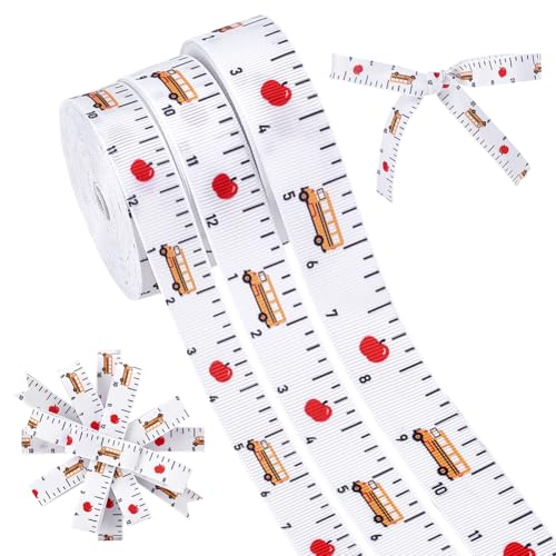 PH PandaHall 3 Rollen 15 Yards Back To School Ripsband Stoff Mit Lineal Zum Thema „Teache“ Busmuster Bänder Zum Basteln Geschenkpapier Wertschätzung Für Lehrer 16/20/22mm Breit PH PandaHall 3 Rollen 15 Yards Back To School Ripsband Stoff Mit Lineal Zum Thema „Teache“ Busmuster Bänder Zum Basteln Geschenkpapier Wertschätzung Für Lehrer 16/20/22mm Breit von PH PandaHall