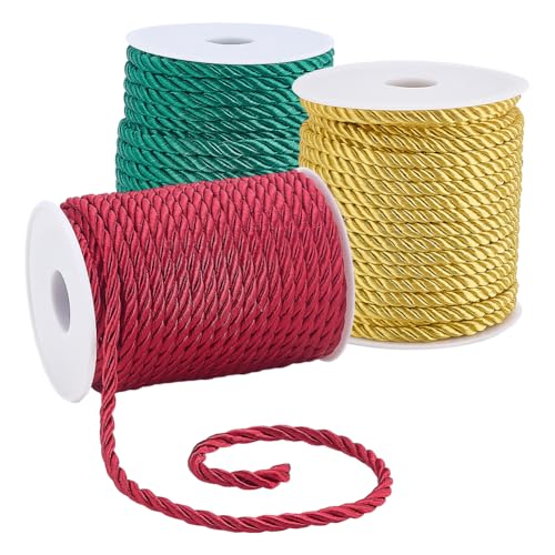 PH PandaHall 3 Rollen Gedrehte Kordel Mit Weihnachtsmotiv 5mm Geflochtenes Seil 3 Lagige Garnschnur 3 Farben Dekoratives Gedrehtes Seidenseil Für Weihnachtsdekoration Verschönerung Kostüm Kordeln 18m von PH PandaHall