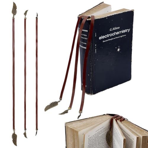 PH PandaHall 3 Stile Lederband Lesezeichen Lesezeichen mit Flügel-Anhänger Geburtstag Weihnachten Geschenke für Leser, antike Bronze 17~20inch(44~51cm) von PH PandaHall