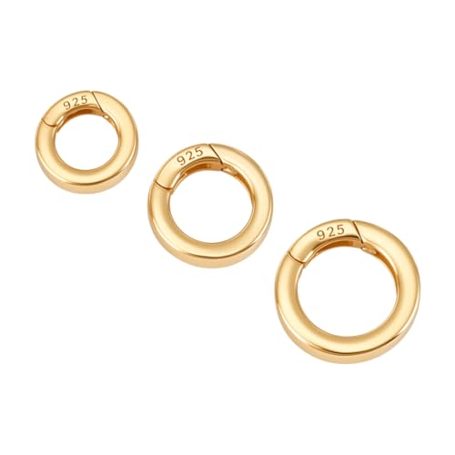 PH PandaHall 3 Stück 925 Sterling Silber Federverschluss Gold Federring Verschluss 10/12/14mm Feder O Ringe Runder Karabinerhaken Schnappclip Für Die Herstellung von Halsketten Und Schmuck PH PandaHall 3 Stück 925 Sterling Silber Federverschluss Gold Federring Verschluss 10/12/14mm Feder O Ringe Runder Karabinerhaken Schnappclip Für Die Herstellung von Halsketten Und Schmuck von PH PandaHall