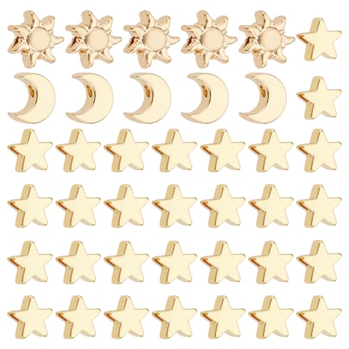PH PandaHall 3 Styles 18K Gold plattiert Spacer Perlen Mond Stern Sonne Perlen 40pcs Messing Charme Perlen Langlebige lose Perlen für DIY-Armband Halskette Ohrring Ring Schmuck Handwerk machen PH PandaHall 3 Styles 18K Gold plattiert Spacer Perlen Mond Stern Sonne Perlen 40pcs Messing Charme Perlen Langlebige lose Perlen für DIY-Armband Halskette Ohrring Ring Schmuck Handwerk machen von PH PandaHall