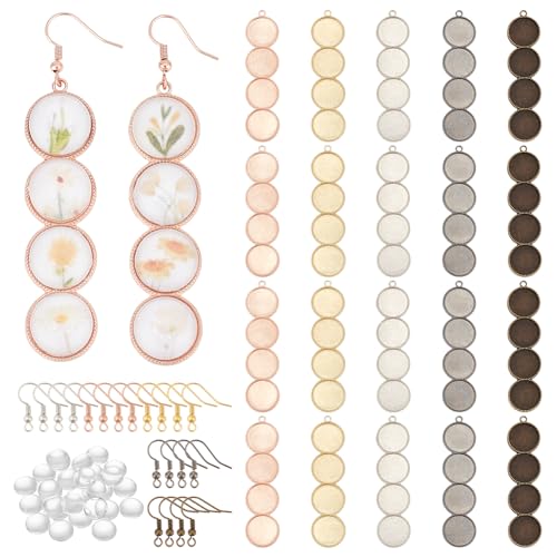 PH PandaHall 3 aufeinanderfolgende Ohrringrohlinge, 20 Stück, 5 Farben, runde 12 mm Ohrring-Lünettenablagen, 80 Glas-Cabochons und 16 Messingohrringhaken mit 2 Paar Ohrdraht für DIY-Schmuckherstellung PH PandaHall 3 aufeinanderfolgende Ohrringrohlinge, 20 Stück, 5 Farben, runde 12 mm Ohrring-Lünettenablagen, 80 Glas-Cabochons und 16 Messingohrringhaken mit 2 Paar Ohrdraht für DIY-Schmuckherstellung von PH PandaHall