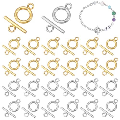 PH PandaHall 30 Sätze Knebelverschlüsse 12mm OT Verschlüsse 304 T Stab Verschlüsse Aus Edelstahl Verschlussclip Für Halsketten Armbänder Schmuck DIY Basteln von PH PandaHall