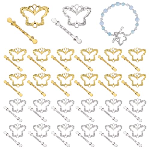 PH PandaHall 30 Sets Butterfly Knebelverschlüsse 28mm OT Verschlüsse Legierung Schmuckverschluss T Stab Verschluss Für Halsketten Und Armbänder Antik Gold/Silber PH PandaHall 30 Sets Butterfly Knebelverschlüsse 28mm OT Verschlüsse Legierung Schmuckverschluss T Stab Verschluss Für Halsketten Und Armbänder Antik Gold/Silber von PH PandaHall