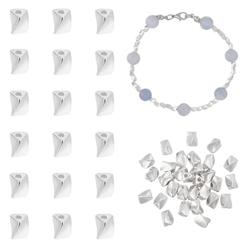 PH PandaHall 30 Stück 925 Abstandsperlen Aus Sterlingsilber Dreieckige Drehperlen Stapelbare Lose Metallperlen Für Die Herstellung von Armbändern Und Halsketten Mit Schmuckzubehör 4x3x4mm von PH PandaHall
