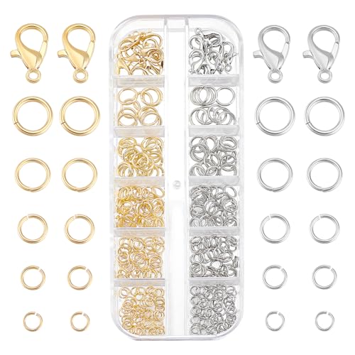 PH PandaHall 300 Stück 14 Karat Vergoldete Messing Biegeringe Offene 4/5/6/7/8 Mm Biegeringe Mit 11 Stück 12 Mm Karabinerverschlüssen Zur Schmuckherstellung Und Halskettenreparatur PH PandaHall 300 Stück 14 Karat Vergoldete Messing Biegeringe Offene 4/5/6/7/8 Mm Biegeringe Mit 11 Stück 12 Mm Karabinerverschlüssen Zur Schmuckherstellung Und Halskettenreparatur von PH PandaHall