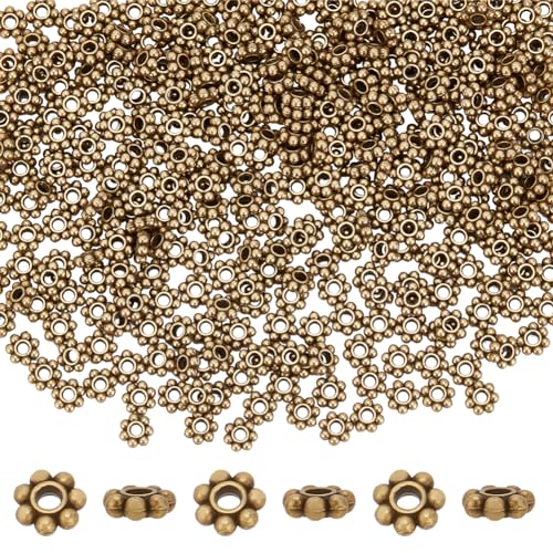 PH PandaHall 300 Stück 6mm Blumen Zwischenperlen, Antike Bronzefarbene Legierungsmargariten Zwischenperlen, Schneeflocken Loseperlen für die Herstellung von DIY Armbändern Halsketten Schmuckzubehör PH PandaHall 300 Stück 6mm Blumen Zwischenperlen, Antike Bronzefarbene Legierungsmargariten Zwischenperlen, Schneeflocken Loseperlen für die Herstellung von DIY Armbändern Halsketten Schmuckzubehör von PH PandaHall
