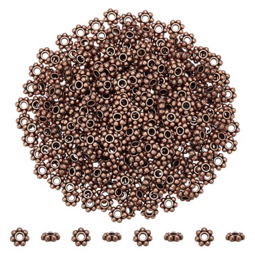 PH PandaHall 300 Stück Blumen Abstandsperlen Gänseblümchen Abstandsperlen Florale Lose Perlen Tibetischer Stil Legierungsperlen 6mm Metallperlen Rote Kupferperlen Für Die Herstellung Bohrung: 1.5mm PH PandaHall 300 Stück Blumen Abstandsperlen Gänseblümchen Abstandsperlen Florale Lose Perlen Tibetischer Stil Legierungsperlen 6mm Metallperlen Rote Kupferperlen Für Die Herstellung Bohrung: 1.5mm von PH PandaHall