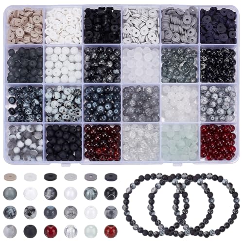 PH PandaHall 3012 Stück Schwarz Weiß Perlen Set Zur Schmuckherstellung 6mm Glasperlen Glatte Runde Perlen 3mm Tonperlen Für Armband Halskette Perlenstift PH PandaHall 3012 Stück Schwarz Weiß Perlen Set Zur Schmuckherstellung 6mm Glasperlen Glatte Runde Perlen 3mm Tonperlen Für Armband Halskette Perlenstift von PH PandaHall