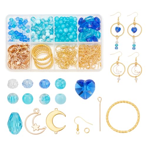 PH PandaHall 302pcs Blaue Glasperlen Ohrringe Herstellung Kits Ocean Theme Perlen baumeln Ohrringe Kit 6mm Runde Perlen Mond Stecker Charms Für DIY Schneeflocken Deko, Armband, Halskette, Ohrring PH PandaHall 302pcs Blaue Glasperlen Ohrringe Herstellung Kits Ocean Theme Perlen baumeln Ohrringe Kit 6mm Runde Perlen Mond Stecker Charms Für DIY Schneeflocken Deko, Armband, Halskette, Ohrring von PH PandaHall