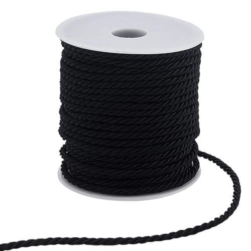 PH PandaHall 30m 3 Geflochtene Schnur 3mm Dekorative Schnur Seidenseil Glänzende Viskosekordel Ehrenkordel Für Handfasting Heimdekor Verschönerung Kostümen Kordelzüge Abschluss Ehrenkordel Schwarz von PH PandaHall
