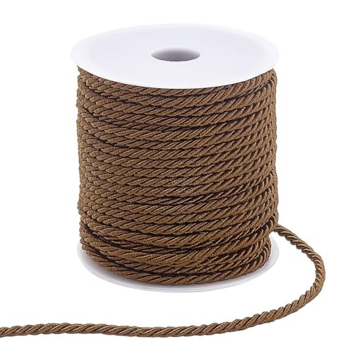 PH PandaHall 30m 3 Geflochtene Schnur 3mm Dekorative Schnur Seidenseil Glänzende Viskosekordel Ehrenkordel Für Handfasting Heimdekor Verschönerung Kostümen Kordelzüge Abschluss Ehrenkordel Braune von PH PandaHall