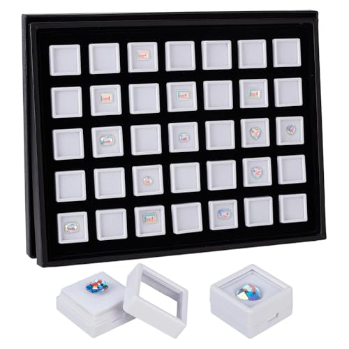 PH PandaHall 35pcs Weiß Edelstein Display Box, Acryl kleine lose Diamantenkästen 30mm Quadratische Transparente Schmuckschatulle mit Deckel Schaumstoff für Sammlerstücke Kristall kleine Gegenstände PH PandaHall 35pcs Weiß Edelstein Display Box, Acryl kleine lose Diamantenkästen 30mm Quadratische Transparente Schmuckschatulle mit Deckel Schaumstoff für Sammlerstücke Kristall kleine Gegenstände von PH PandaHall