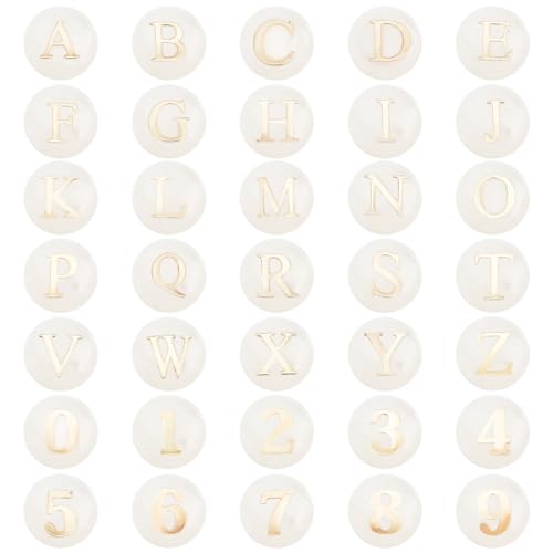 PH PandaHall 36 Stück Alphabet AZ Perlen 0~9 Zahlen Süßwasser Muschelperlen Flache Runde Perlen Mit Buchstaben Weiße Süßwassermuschel Mit Goldenen Buchstaben Für Halskette Armband Ohrringe PH PandaHall 36 Stück Alphabet AZ Perlen 0~9 Zahlen Süßwasser Muschelperlen Flache Runde Perlen Mit Buchstaben Weiße Süßwassermuschel Mit Goldenen Buchstaben Für Halskette Armband Ohrringe von PH PandaHall