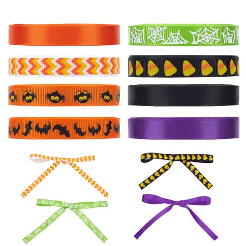 PH PandaHall 36.6 m Halloween Ripsband Orange Und Schwarzes Band 8 Rolle 10mm Bänder Mit Geisterspinne Aufdruck Für Selbstgemachte Schleifen Geschenkverpackungen Und Bastelarbeiten. von PH PandaHall