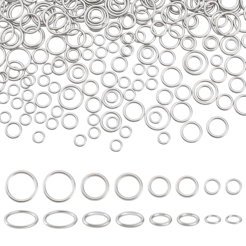 PH PandaHall 360 Stück 4 Größen geschlossene Binderinge 6/8/10/12 mm Verbindungsring Silber Armband Ring O-Ringe Legierung Schmuckverbinder für Ohrring-Halsketten-Schlüsselanhänger 16-18 Gauge von PH PandaHall