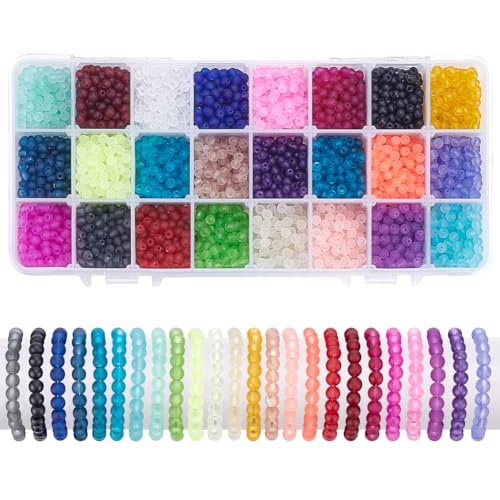 PH PandaHall 3840 Stück 4mm mattierte Glasperlen Glas-Saatgut-Perlen 24 Farben mattierte Perlen Transparente Kleine Runde Perlen Mini-Abstandshalter-Perlen für Beading Armband Ohrring PH PandaHall 3840 Stück 4mm mattierte Glasperlen Glas-Saatgut-Perlen 24 Farben mattierte Perlen Transparente Kleine Runde Perlen Mini-Abstandshalter-Perlen für Beading Armband Ohrring von PH PandaHall