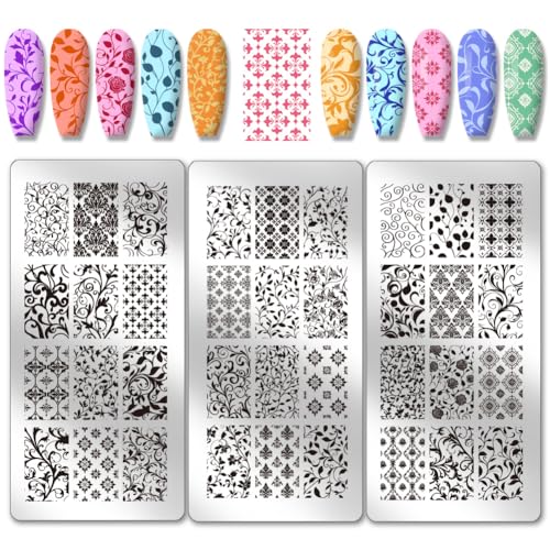 PH PandaHall 3pcs Blume Textur Nagel Stamping Plates 36 Patterns Leaf Floral Nails Art Stencils Plants Blätter Maniküre Kunst Schablonen Edelstahl Nagel Bild Platte für Frauen Maniküre Salon Design PH PandaHall 3pcs Blume Textur Nagel Stamping Plates 36 Patterns Leaf Floral Nails Art Stencils Plants Blätter Maniküre Kunst Schablonen Edelstahl Nagel Bild Platte für Frauen Maniküre Salon Design von PH PandaHall