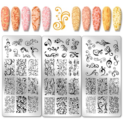 PH PandaHall 3pcs Wirbelmuster Nail Art Schablonen, French Nail Stamping Plate 52 Patterns Plant Floral Nail Art Stencils Edelstahl Stamping Platten für Nageldesign Druck Maniküre Salon Frühling PH PandaHall 3pcs Wirbelmuster Nail Art Schablonen, French Nail Stamping Plate 52 Patterns Plant Floral Nail Art Stencils Edelstahl Stamping Platten für Nageldesign Druck Maniküre Salon Frühling von PH PandaHall