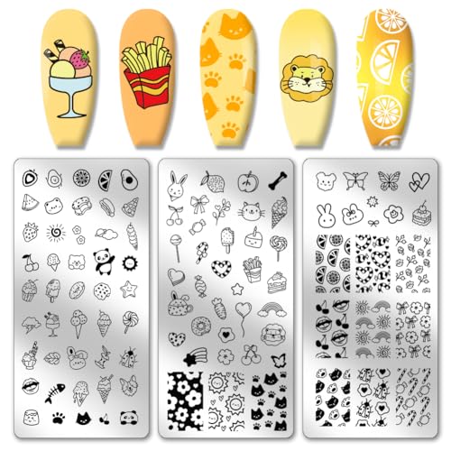 PH PandaHall 3pcs Cute Nail Stamping Plates, Cartoon Pictures Nail Stamper Dessert Ice Cream Cute Animals Nail Art Stencils Nail Image Plates aus Edelstahl für Nail Art Design Maniküre Salon PH PandaHall 3pcs Cute Nail Stamping Plates, Cartoon Pictures Nail Stamper Dessert Ice Cream Cute Animals Nail Art Stencils Nail Image Plates aus Edelstahl für Nail Art Design Maniküre Salon von PH PandaHall