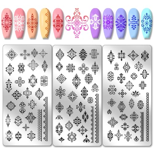 PH PandaHall 3pcs Französisch Floral Nail Plate Stamping Sets, Gemischter Blumen-Nagelstempel Schablonen Ethnic Nail Art Stencils Edelstahl Nagelbildschablonen für Nageldesign Druck Maniküre Salon PH PandaHall 3pcs Französisch Floral Nail Plate Stamping Sets, Gemischter Blumen-Nagelstempel Schablonen Ethnic Nail Art Stencils Edelstahl Nagelbildschablonen für Nageldesign Druck Maniküre Salon von PH PandaHall
