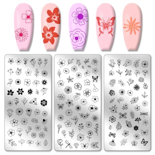 PH PandaHall 3pcs Nagel Stamping Platten, 138 Muster Blume Blatt Schmetterling Nail Stamper Nail Art Stencils Druck Nagelschablonen Edelstahl Nagel Bild Platten für Nail Art Design Maniküre Salon PH PandaHall 3pcs Nagel Stamping Platten, 138 Muster Blume Blatt Schmetterling Nail Stamper Nail Art Stencils Druck Nagelschablonen Edelstahl Nagel Bild Platten für Nail Art Design Maniküre Salon von PH PandaHall