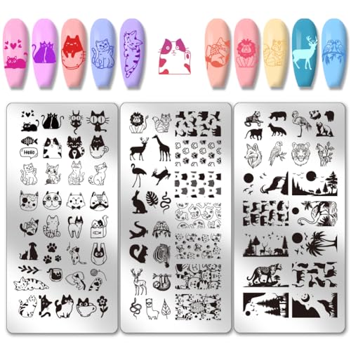 PH PandaHall 3pcs Waldtiere Nagelkunst Schablonen, Cats Lion Tiger Nail Stamping Plate Wild Creatures Art Stencils Edelstahl Image Plates für Frauen Nageldesign Druck Maniküre Salon PH PandaHall 3pcs Waldtiere Nagelkunst Schablonen, Cats Lion Tiger Nail Stamping Plate Wild Creatures Art Stencils Edelstahl Image Plates für Frauen Nageldesign Druck Maniküre Salon von PH PandaHall
