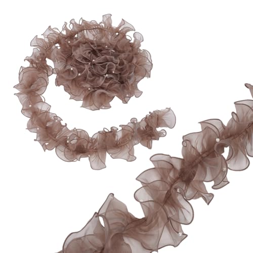 PH PandaHall Organza-Spitzenband 4,6 m Grau Rüschenmuster Hochzeitsdeko Klassisch von PH PandaHall