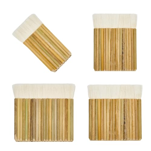 PH PandaHall 4 Größe Hake Aquarellpinsel Flache Hake Pinsel Künstler Malerei Pinsel Stiel Haik Pinsel Schafshaar Seehechtpinsel für Kiln Wash Aquarell Staub Reinigung Keramik Keramik Malerei von PH PandaHall