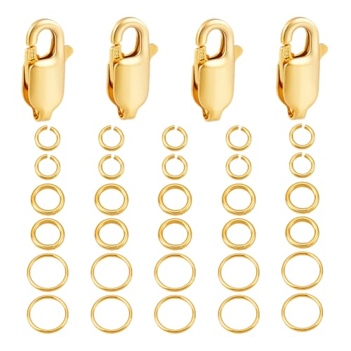 PH PandaHall 4 Stück 925 Sterling Silber Karabinerverschlüsse Mit 30 Stück 3mm 4mm 5mm Offenen Biegeringen 18 Karat Vergoldeter Schmuckverbinderverschluss Zur Schmuckherstellung PH PandaHall 4 Stück 925 Sterling Silber Karabinerverschlüsse Mit 30 Stück 3mm 4mm 5mm Offenen Biegeringen 18 Karat Vergoldeter Schmuckverbinderverschluss Zur Schmuckherstellung von PH PandaHall