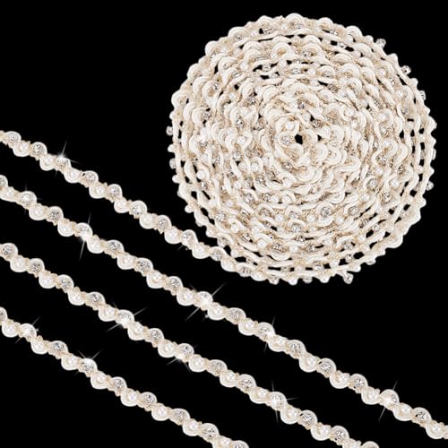 PH PandaHall 4 Yards Weißes Gewelltes Spitzenband 10mm Pailletten Band mit Strass Perlenfransen Applikationsperlen Geschenkband Für Kostümvorhänge DIY Bastelschmuck Party Dekoration, 3.65m PH PandaHall 4 Yards Weißes Gewelltes Spitzenband 10mm Pailletten Band mit Strass Perlenfransen Applikationsperlen Geschenkband Für Kostümvorhänge DIY Bastelschmuck Party Dekoration, 3.65m von PH PandaHall