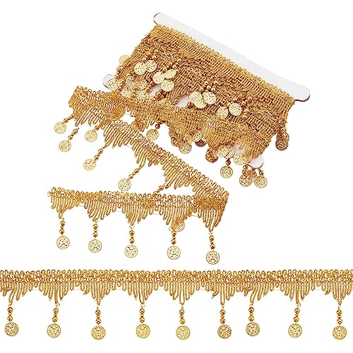 PH PandaHall 4.5m Goldener Fransenbesatz 37.5 mm Filigranes Spitzenband Mit Perlenquaste Nähkantenbesatz Dekorativer Stoffbesatz Für Vorhänge Lampenschirme Kostüme Bastelarbeiten Heimdekoration von PH PandaHall