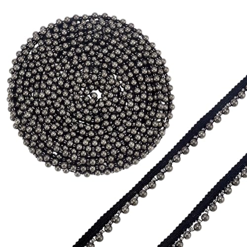 PH PandaHall 4.5m Spitzenbesatz Mit Perlen Schwarze Fransenborte 12mm Applikationskantenbesatz Dekoratives Spitzenband Mit 6mm Grauen Perlen Für Basteln Nähen Hochzeit Kostüm Party Heimdekoration von PH PandaHall