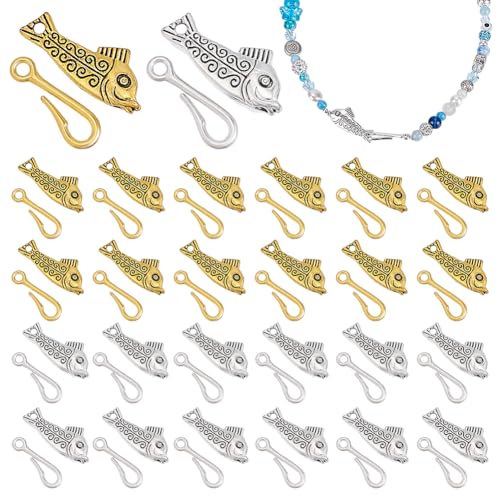 PH PandaHall 40 Sets Fisch-Umschaltknebel-Verschlüsse Knebelverschlüsse 34mm T-Stangen-Verschluss Legierung Schmuckverschluss Für Halsketten Und Armbänder Antik Gold/Silber PH PandaHall 40 Sets Fisch-Umschaltknebel-Verschlüsse Knebelverschlüsse 34mm T-Stangen-Verschluss Legierung Schmuckverschluss Für Halsketten Und Armbänder Antik Gold/Silber von PH PandaHall
