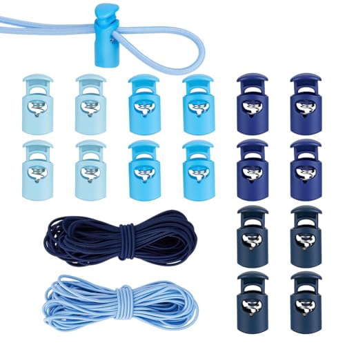 PH PandaHall 40 Stück Blaue Kunststoff-Schnürverschlüsse Mit 20 Yards Elastischem Seil 4 Farben Kunststoff-Feder-Schnürverschlüsse Schnürverschluss Halter Für Taschen Schuhe Schnüre Bekleidung von PH PandaHall