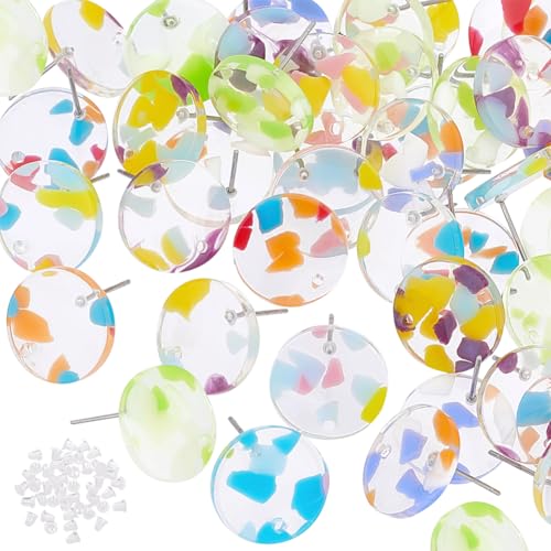 PH PandaHall 40 Stück Runde Acryl Ohrstecker Bunte Kreis Scheiben Ohrstecker 16mm Runde Ohrringe Knopf Ohrstecker Mit Kunststoff Ohrrücken Für Frauen DIY Schmuckzubehör von PH PandaHall