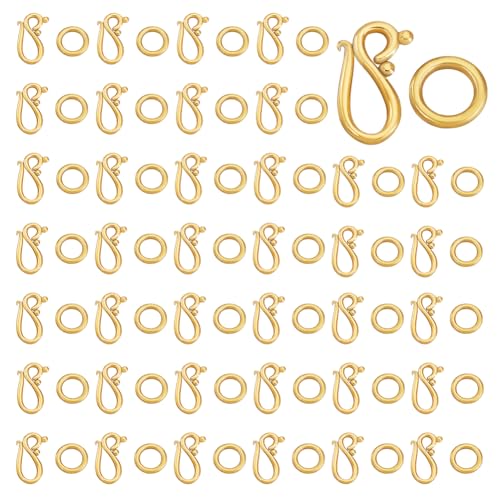 PH PandaHall 40 Stück S-Ring-Knebelverschlüsse, goldene Halskettenverschlüsse und Verschlüsse, Endverschluss, S-Haken, Ringe, Schmuckverschlüsse, Tropfen, tibetische Metallverschlüsse für Armbänder von PH PandaHall