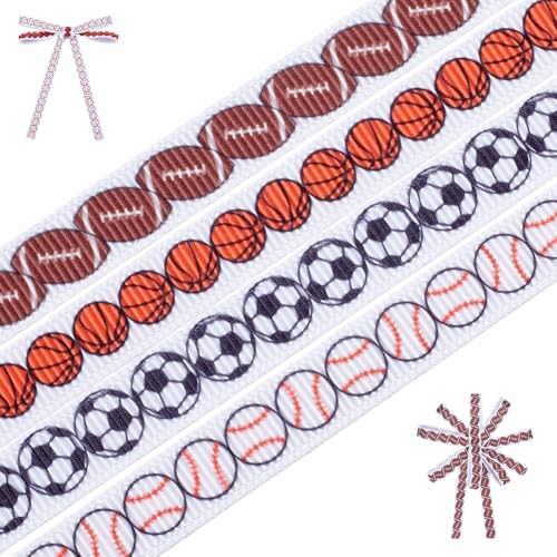 PH PandaHall 40 Yards Sportband, Baseball-Bänder, 0,95 cm breit, Fußball-Basketball, bedrucktes Ripsband, Sportbälle, Bänder für Sport, Party, Dekorationen, DIY, Basteln, Nähen von PH PandaHall