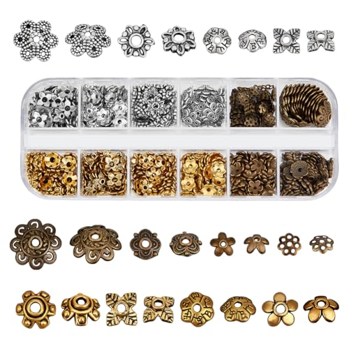 PH PandaHall 400 Stück Blumen-Perlenkappen im tibetischen Stil, Abstandshalter in 3 Farben, Blumen-Abstandshalter, Legierung, Schmuckkappe, für Armband, Halskette, Ohrringe, Schmuckherstellung PH PandaHall 400 Stück Blumen-Perlenkappen im tibetischen Stil, Abstandshalter in 3 Farben, Blumen-Abstandshalter, Legierung, Schmuckkappe, für Armband, Halskette, Ohrringe, Schmuckherstellung von PH PandaHall