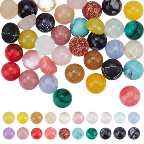PH PandaHall 40pcs 4mm Edelstein Cabochons, 20 Styles Naturstein Edelsteine Halbrunde Flatback-Cabochon-Steine Bunte Quarz-Kristall-Steine Perle Edelsteine für Ohrring Armband PH PandaHall 40pcs 4mm Edelstein Cabochons, 20 Styles Naturstein Edelsteine Halbrunde Flatback-Cabochon-Steine Bunte Quarz-Kristall-Steine Perle Edelsteine für Ohrring Armband von PH PandaHall