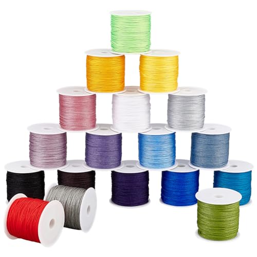 PH PandaHall 414 m Nylon-Perlenschnur, 18 Farben, 1 mm, Schmuck-Nylonschnur, chinesische Knotenschnur, Perlenfaden für Kumihimo, geflochtene Armbänder, Perlen, Halsketten, Makramee-Handwerk, Windspiel PH PandaHall 414 m Nylon-Perlenschnur, 18 Farben, 1 mm, Schmuck-Nylonschnur, chinesische Knotenschnur, Perlenfaden für Kumihimo, geflochtene Armbänder, Perlen, Halsketten, Makramee-Handwerk, Windspiel von PH PandaHall