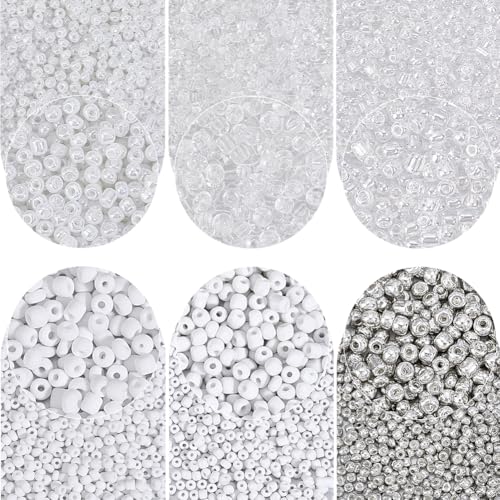 PH PandaHall 4200 Stück 4mm Rocailles Perlen Weiß Silber Pony Perlen 6 Stil Mini Transparente Glas Spacer Perle Für Ohrringe Armband Schmuckherstellung Bohrung: 1.5mm PH PandaHall 4200 Stück 4mm Rocailles Perlen Weiß Silber Pony Perlen 6 Stil Mini Transparente Glas Spacer Perle Für Ohrringe Armband Schmuckherstellung Bohrung: 1.5mm von PH PandaHall