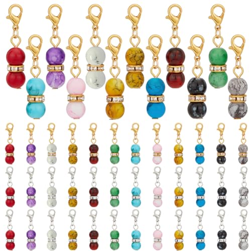 PH PandaHall 48 Stück 12 Farben Runde Perlen-Anhänger, Große Glasperlen Mit Goldenen/Silbernen Karabinerverschlüssen Baumelnde Anhänger Für Selbstgemachte Halsketten, Armbänder, Stichmarkierungen PH PandaHall 48 Stück 12 Farben Runde Perlen-Anhänger, Große Glasperlen Mit Goldenen/Silbernen Karabinerverschlüssen Baumelnde Anhänger Für Selbstgemachte Halsketten, Armbänder, Stichmarkierungen von PH PandaHall